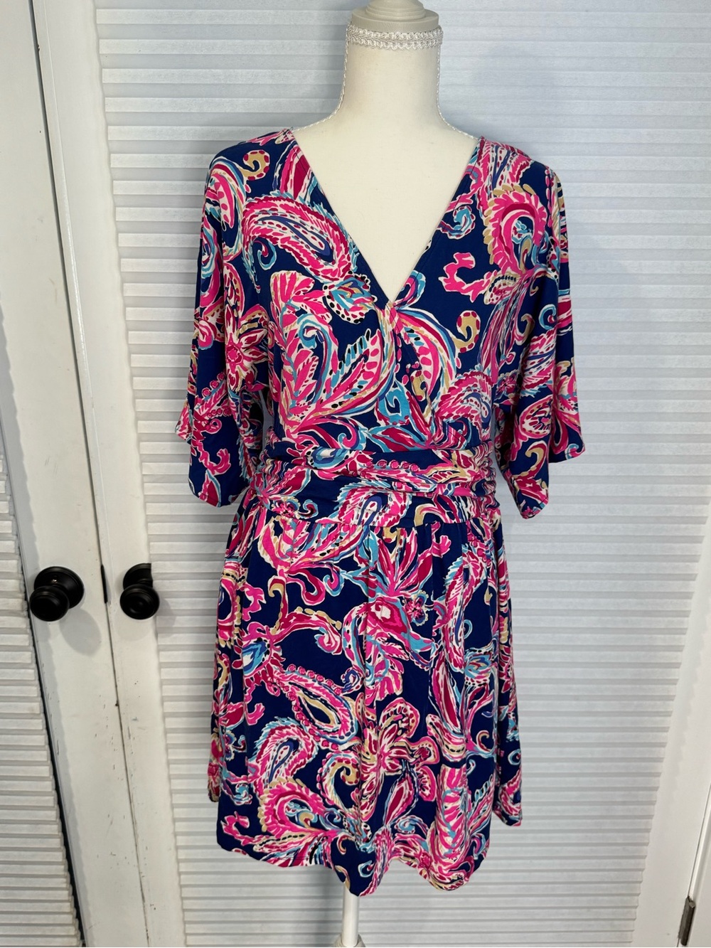 Lilly Pulitzer Perigi Navy, Pink & Aqua Printed Short Jumpsuit CB0892